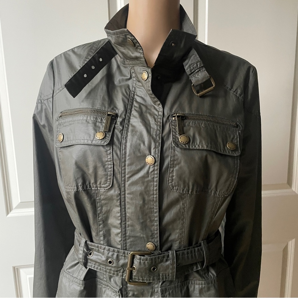 Michael Kors Olive Green Military Belstaff Style Jacket - size M - Picture 9 of 16